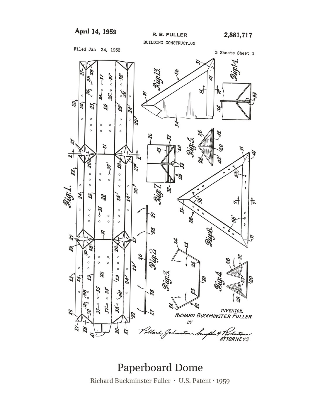 Paperboard Dome patent art print