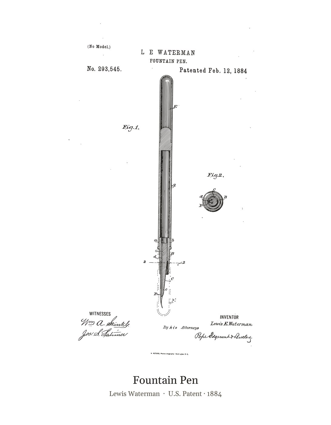 Fountain Pen patent art print
