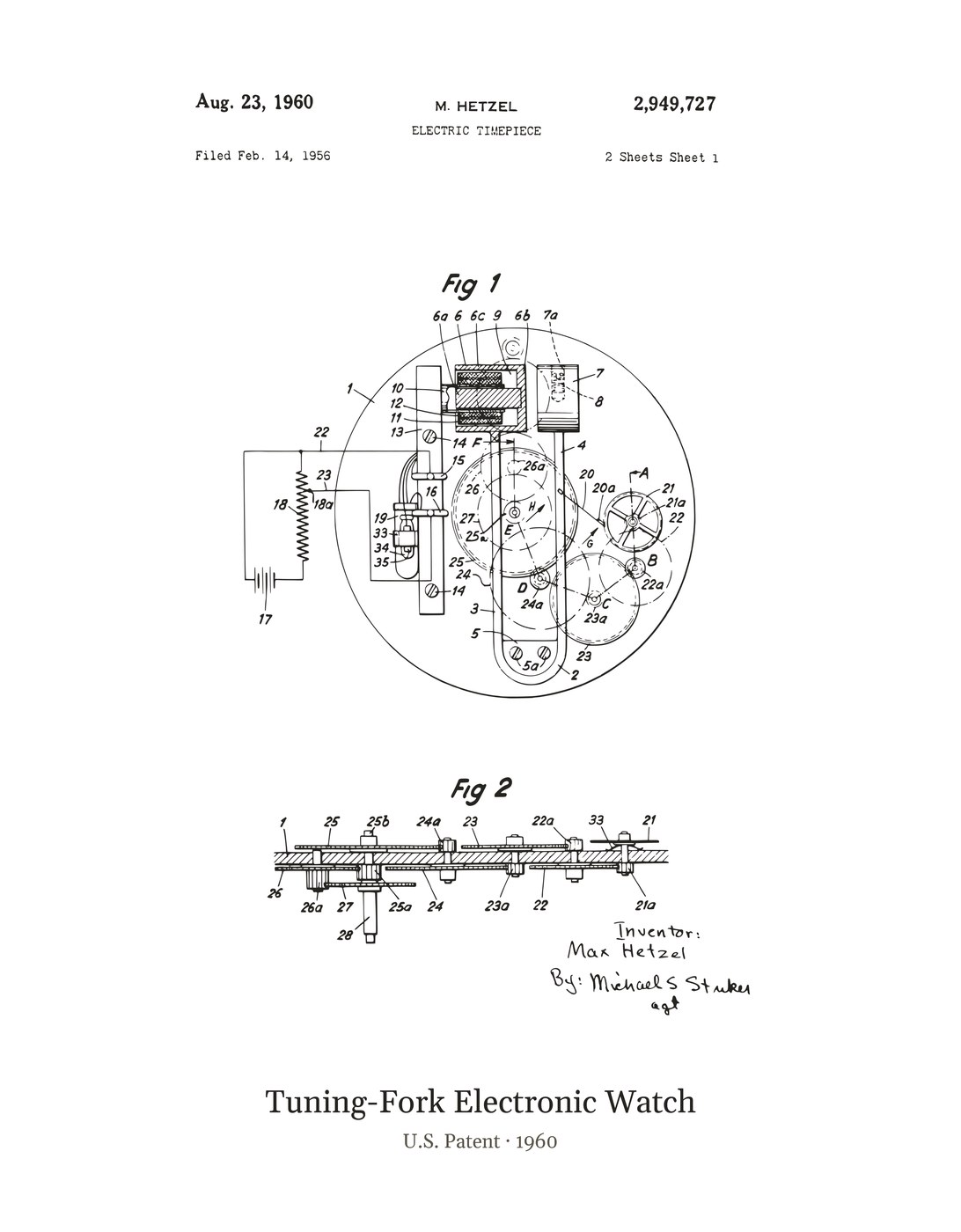 Tuning-Fork Electronic Watch patent art print
