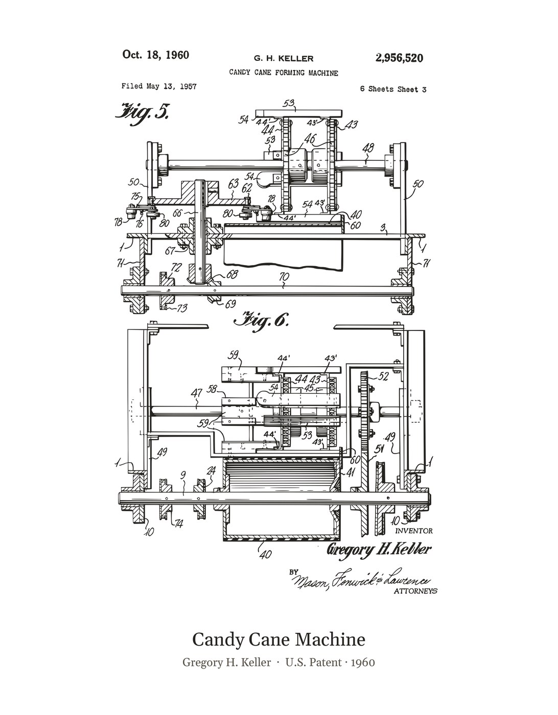 Candy Cane Machine patent art print