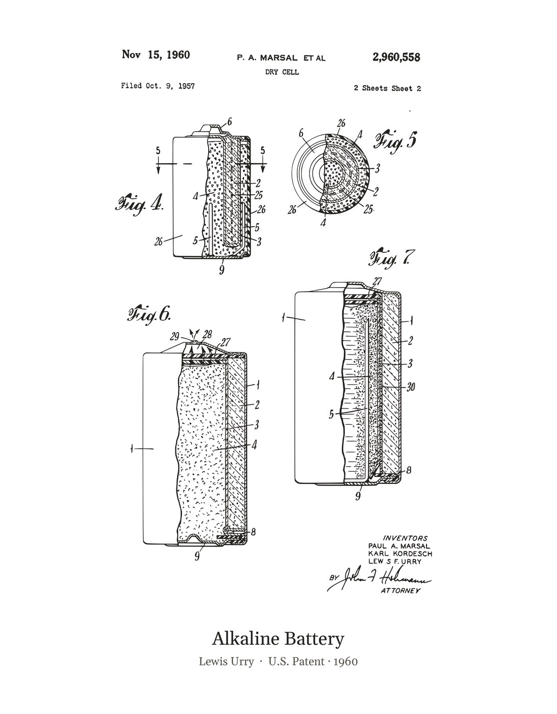 Alkaline Battery patent art print