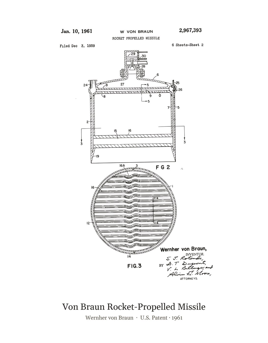 Von Braun Rocket-Propelled Missile patent art print