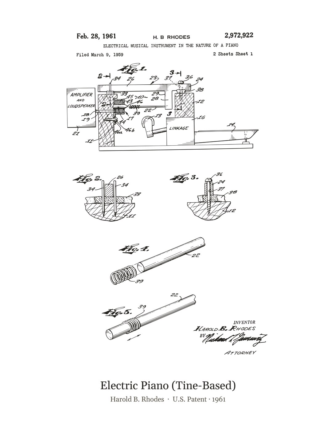 Electric Piano (Tine-Based) patent art print