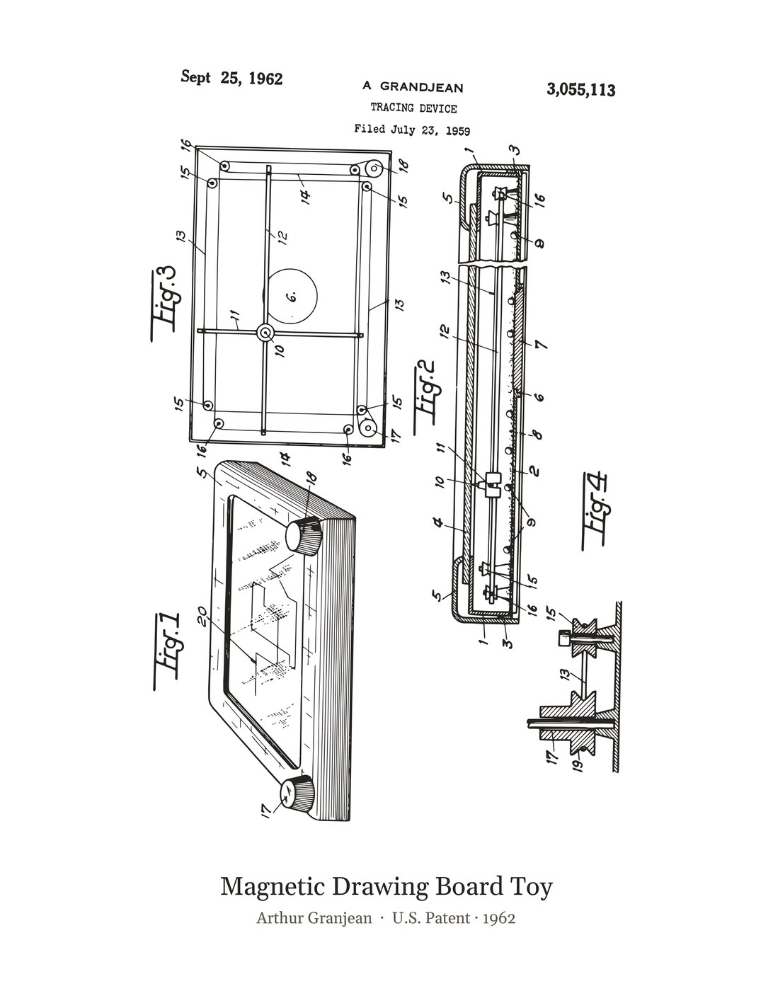 Magnetic Drawing Board Toy patent art print