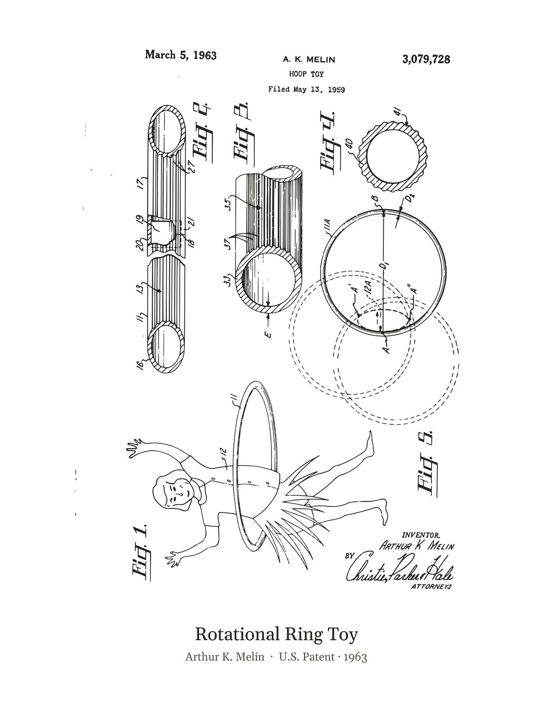 Rotational Ring Toy patent art print