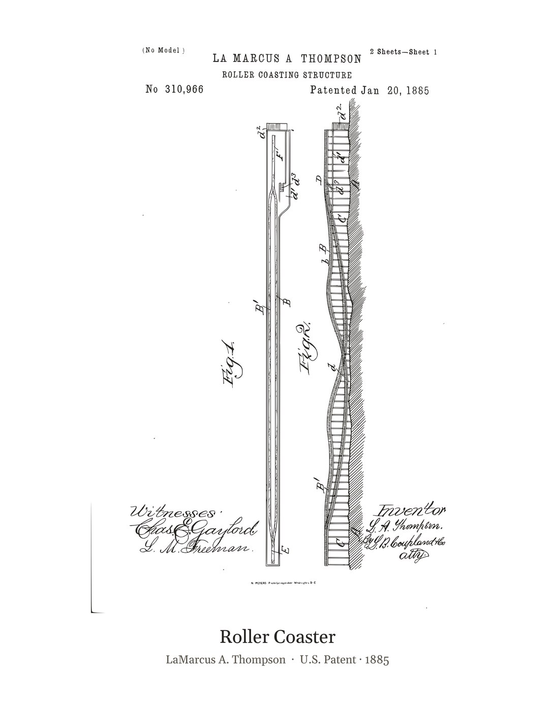 Roller Coaster patent art print