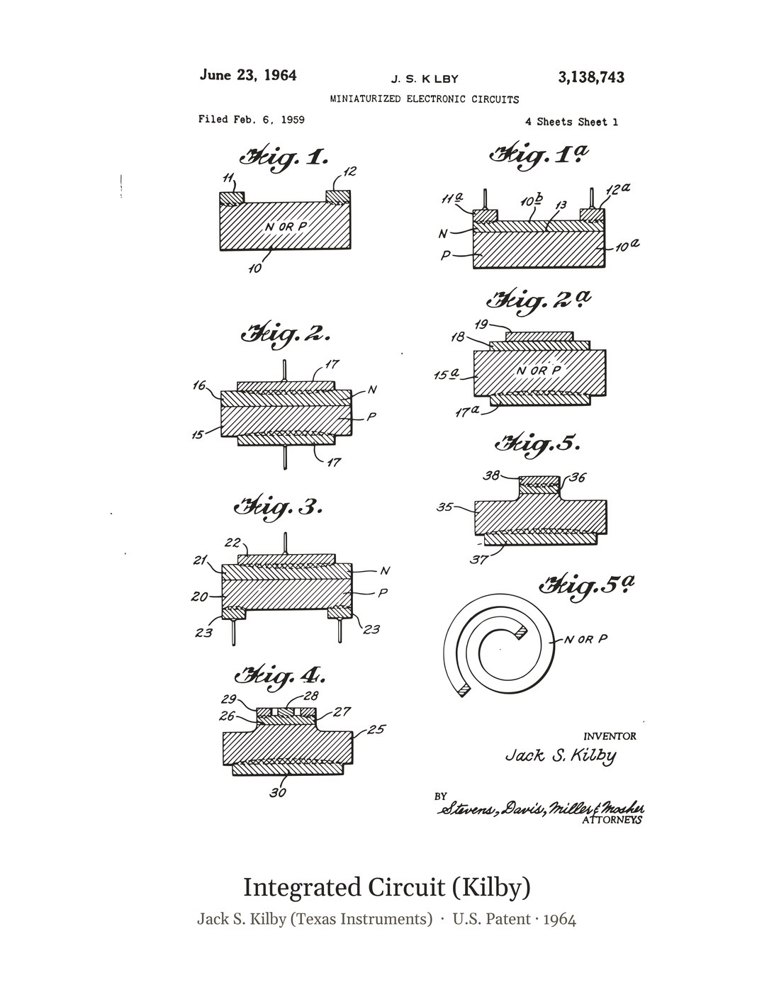 Integrated Circuit (Kilby) patent art print