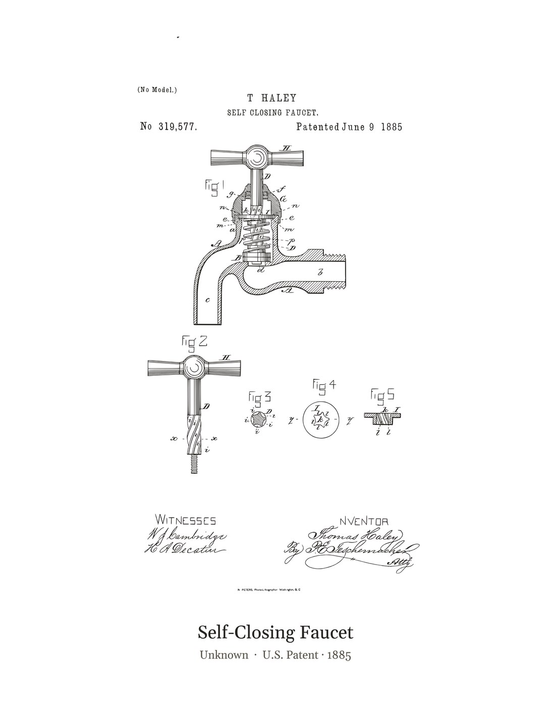 Self-Closing Faucet patent art print