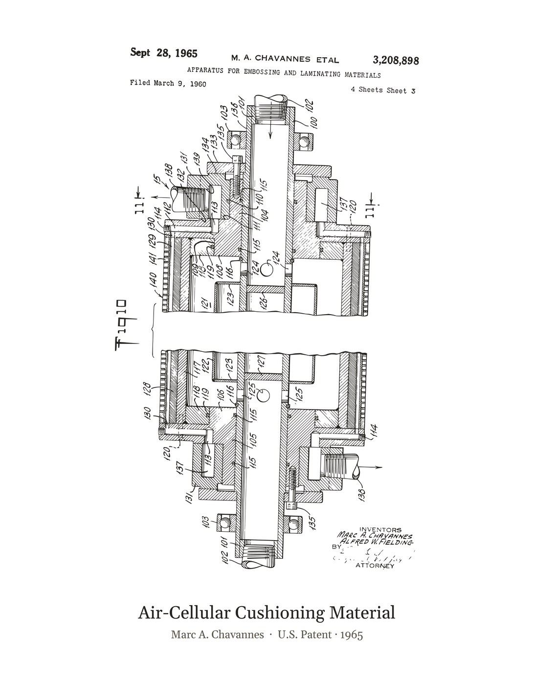 Air-Cellular Cushioning Material patent art print