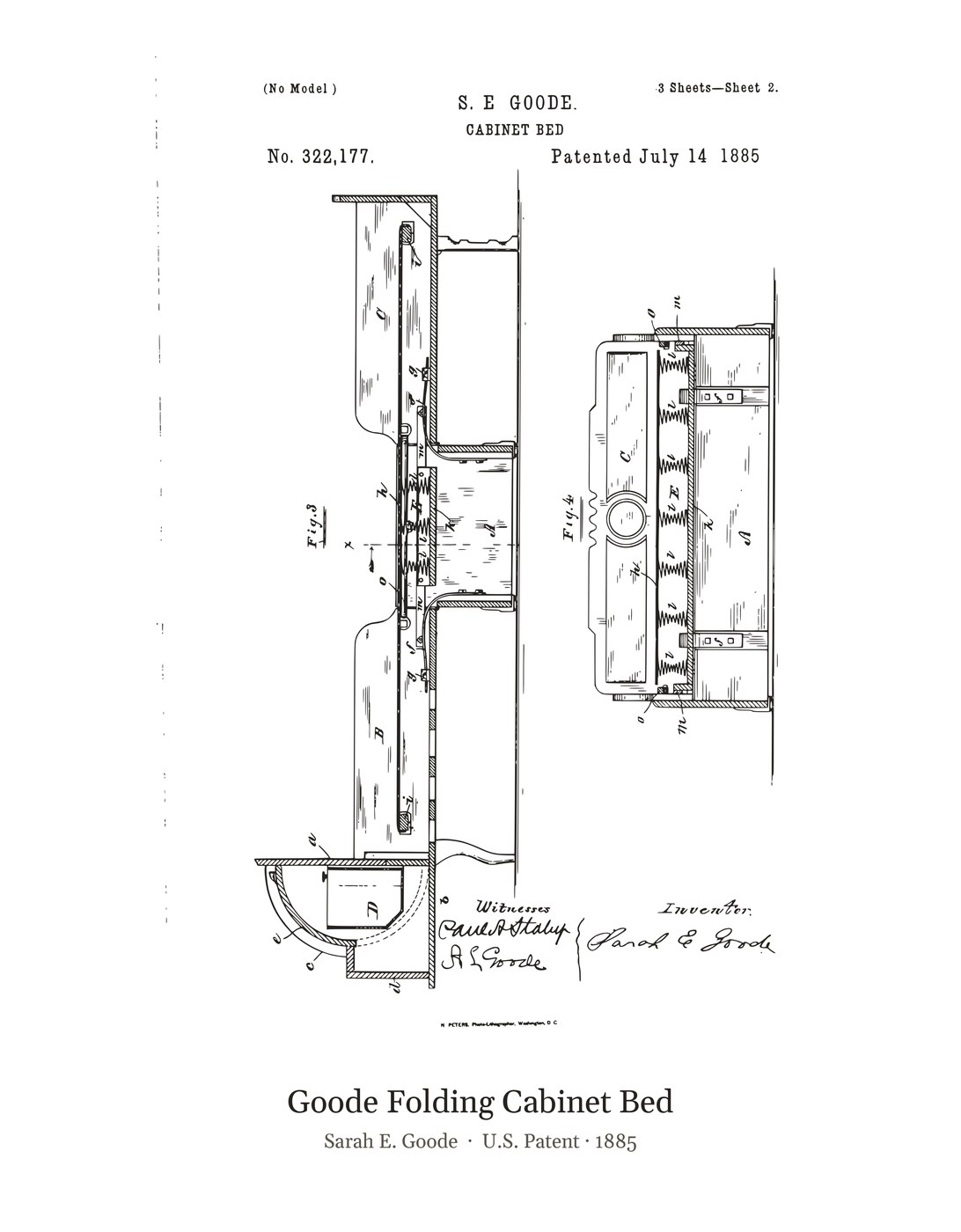 Goode Folding Cabinet Bed patent art print