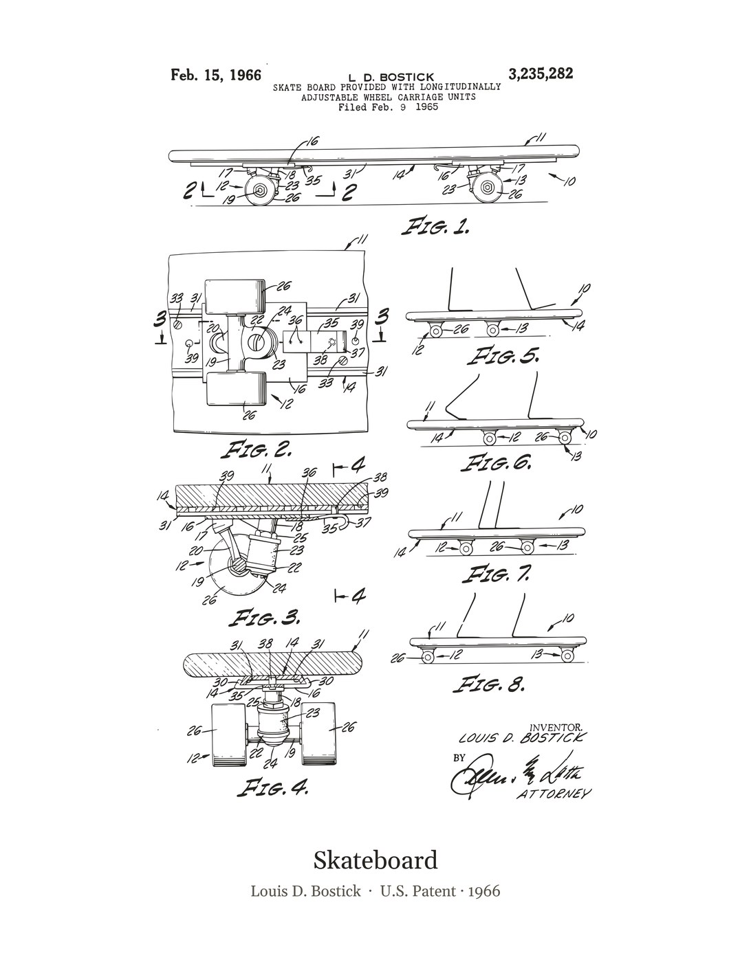 Skateboard patent art print