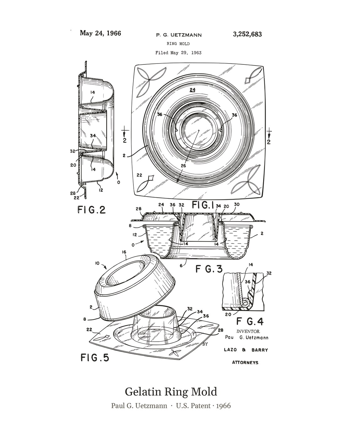 Gelatin Ring Mold patent art print