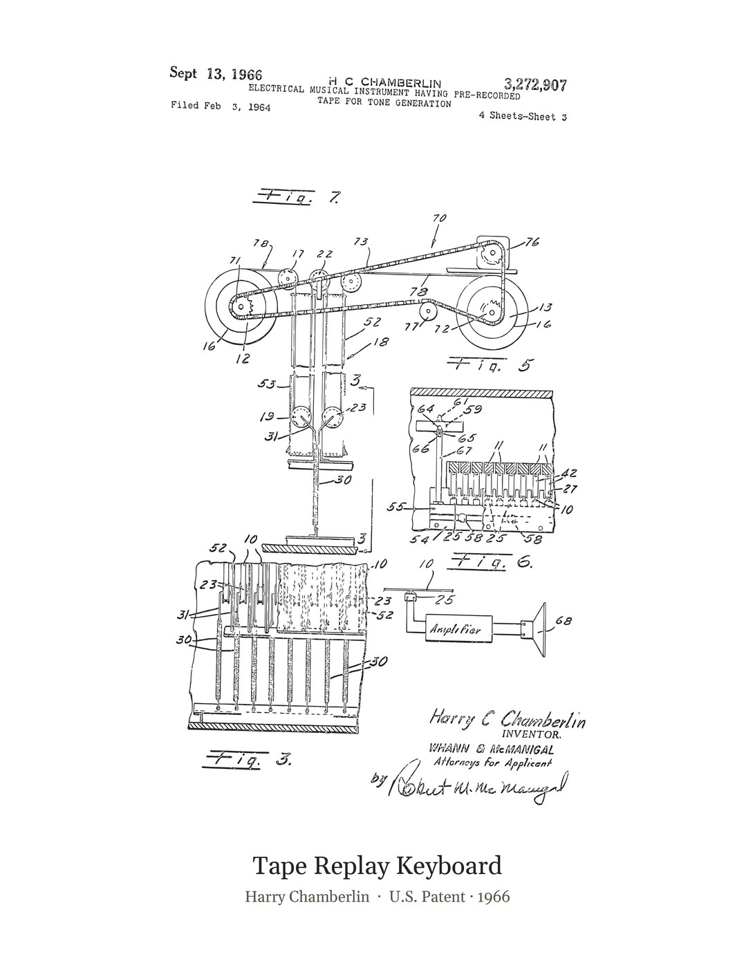 Tape Replay Keyboard patent art print