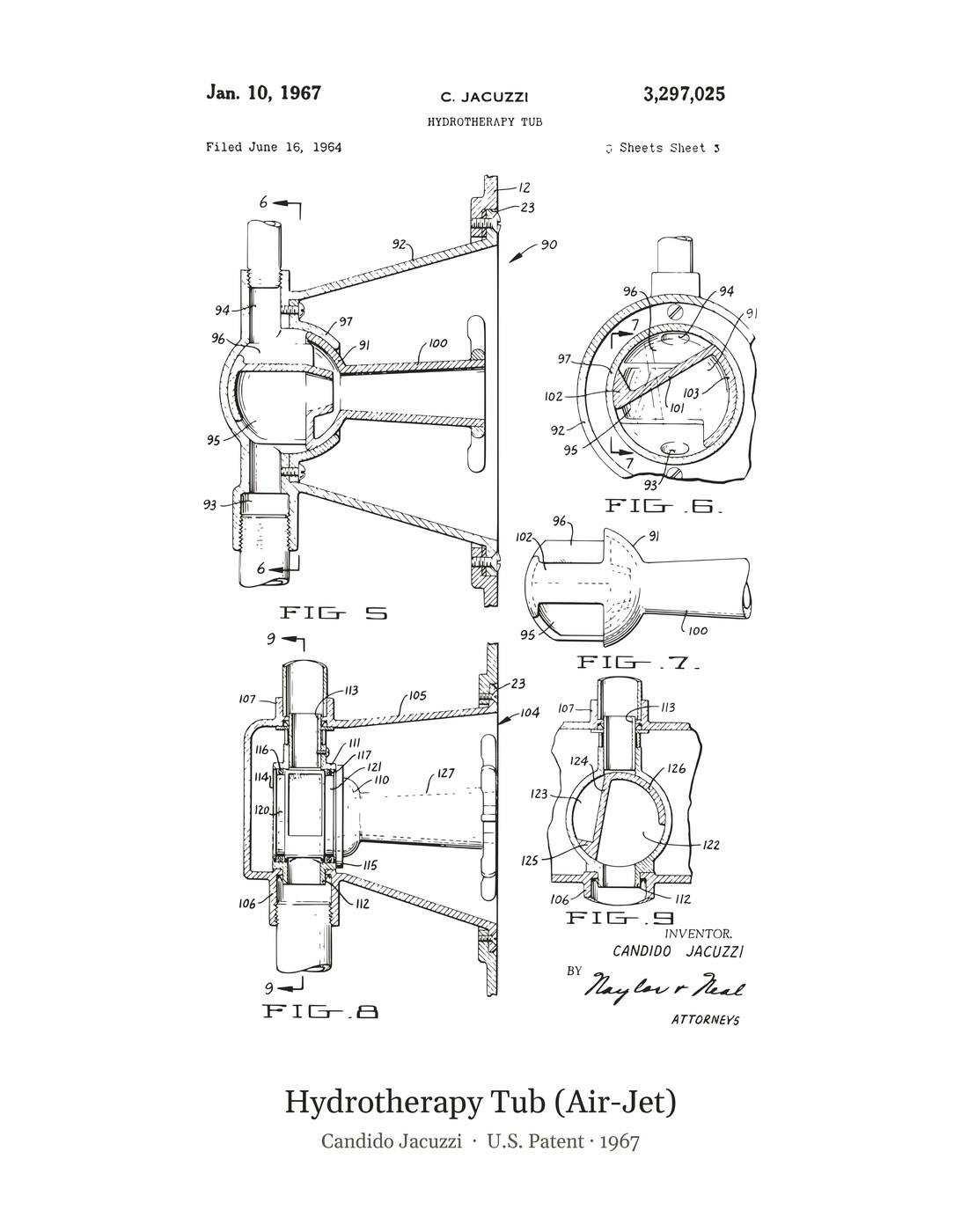 Hydrotherapy Tub (Air-Jet) patent art print