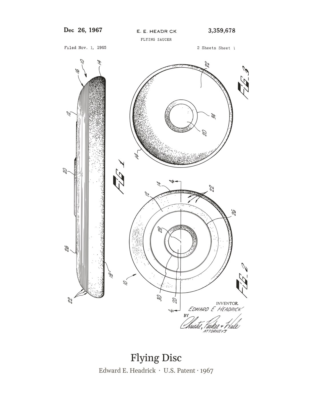 Flying Disc patent art print