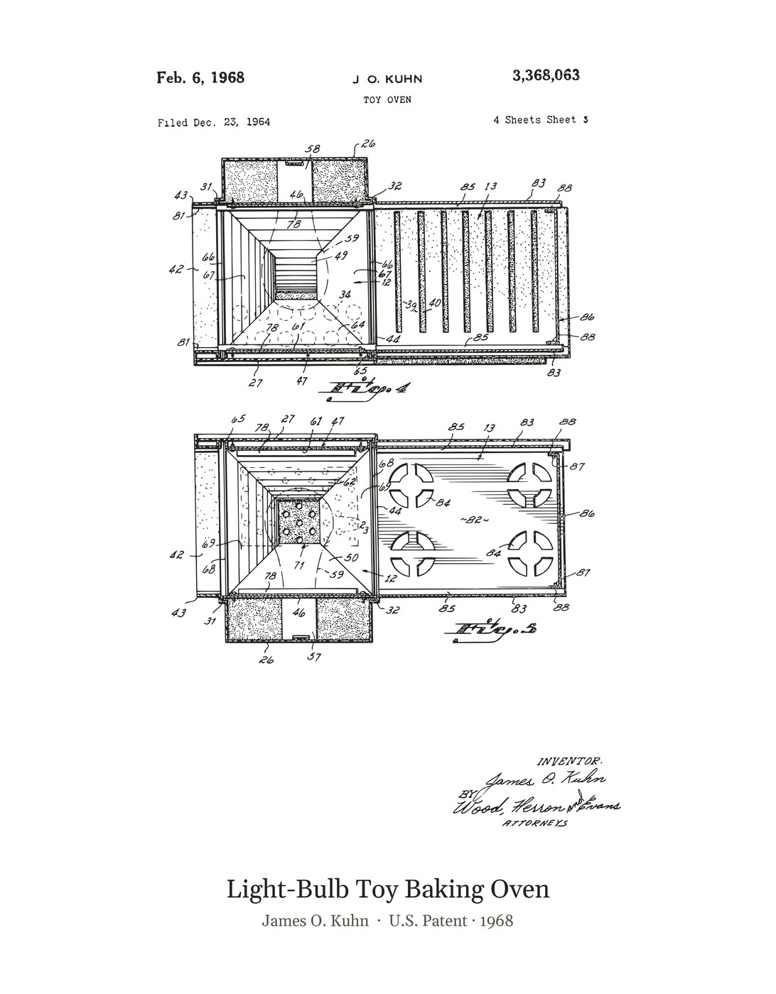 Light-Bulb Toy Baking Oven patent art print