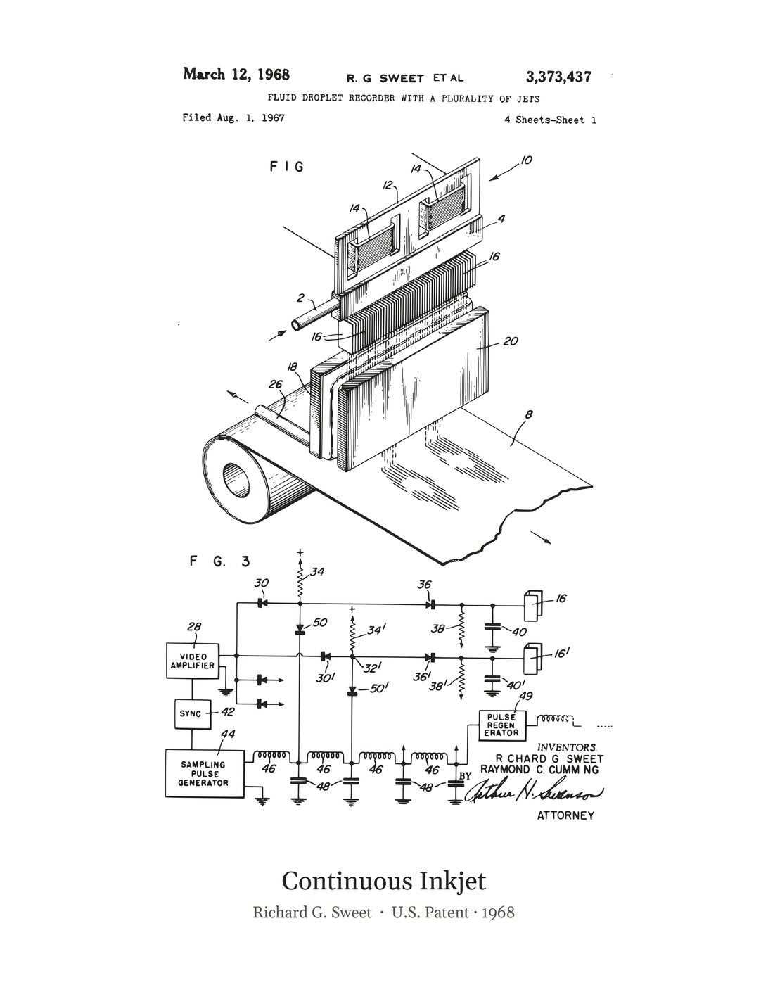 Continuous Inkjet patent art print