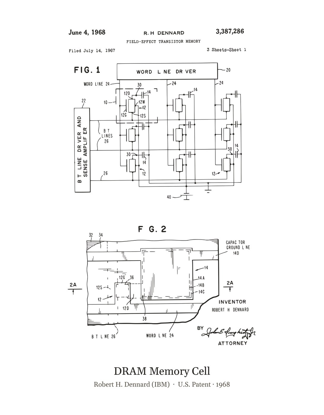 DRAM Memory Cell patent art print