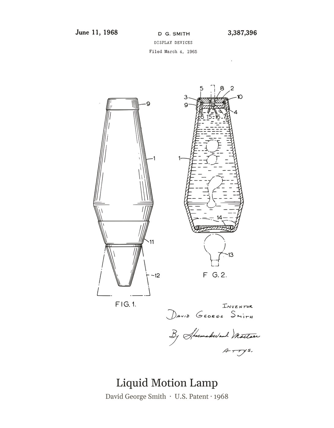 Liquid Motion Lamp patent art print