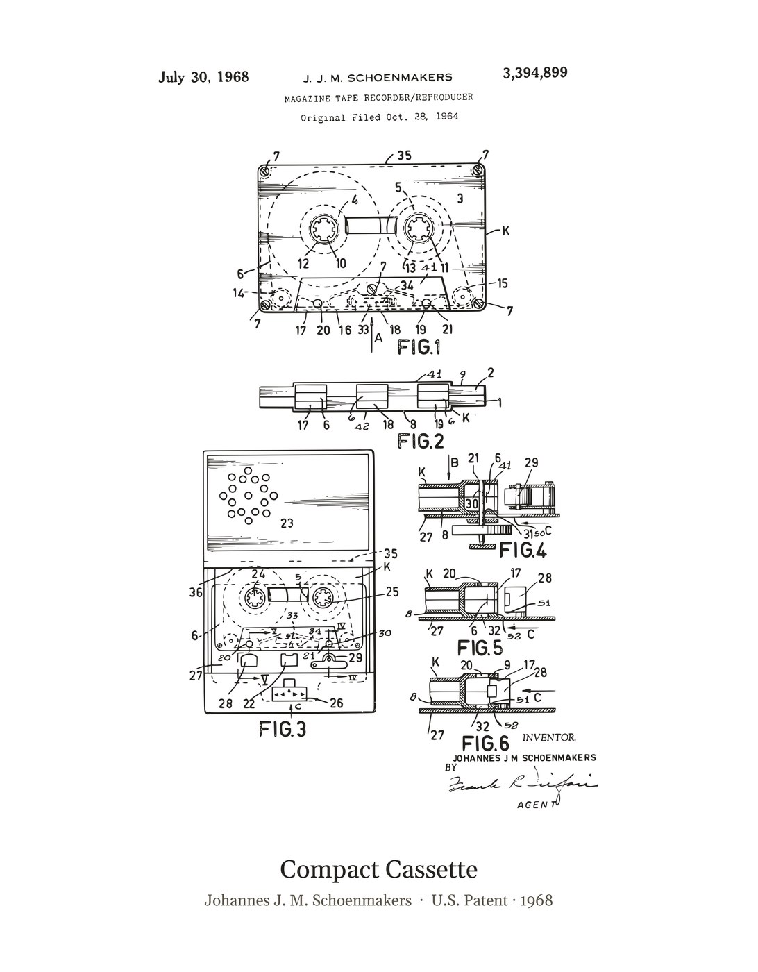 Compact Cassette patent art print
