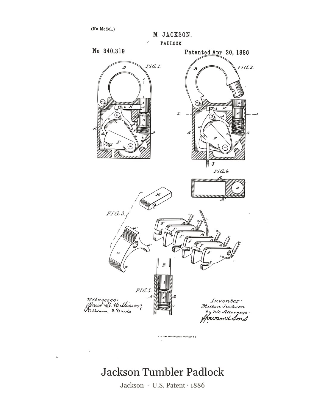 Jackson Tumbler Padlock patent art print