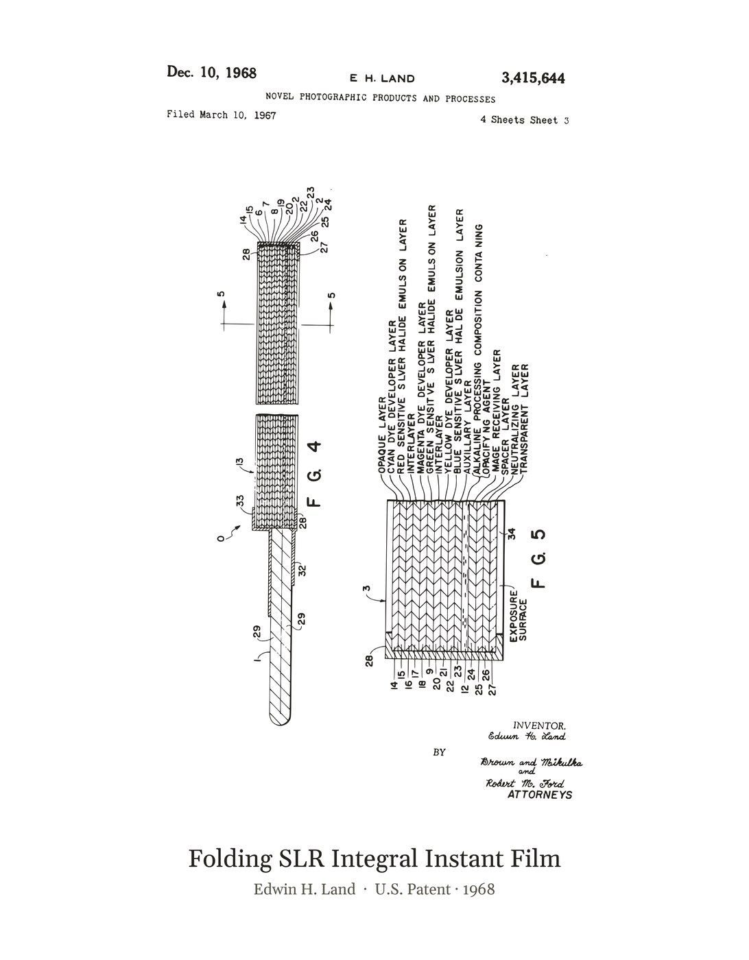 Folding SLR Integral Instant Film patent art print