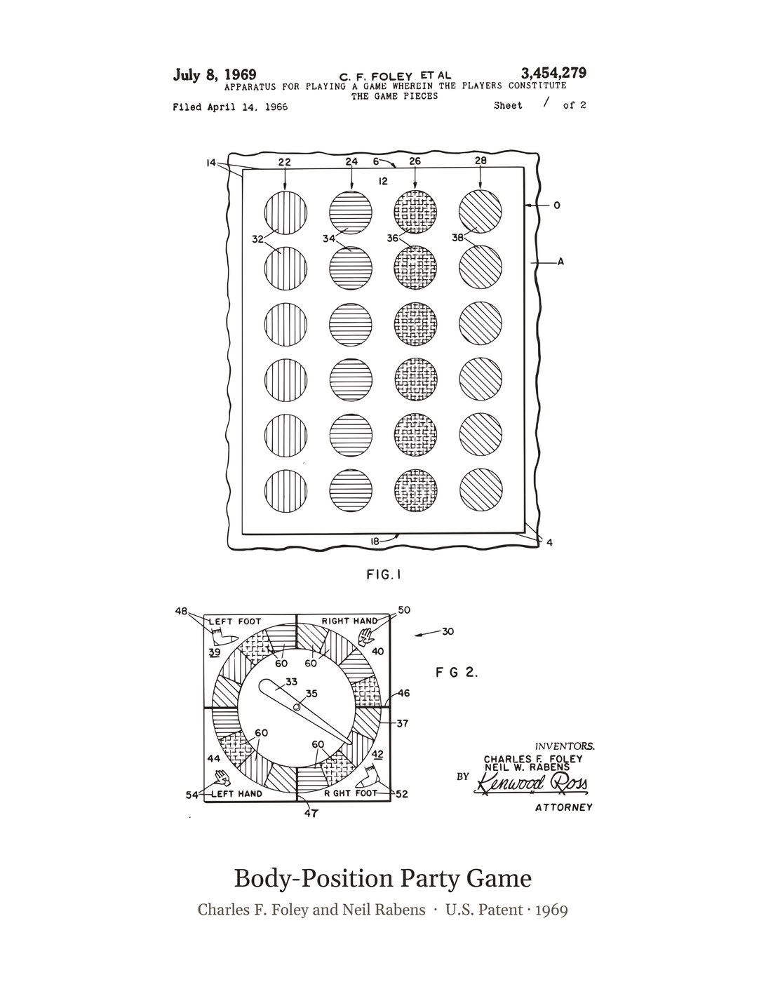 Body-Position Party Game patent art print