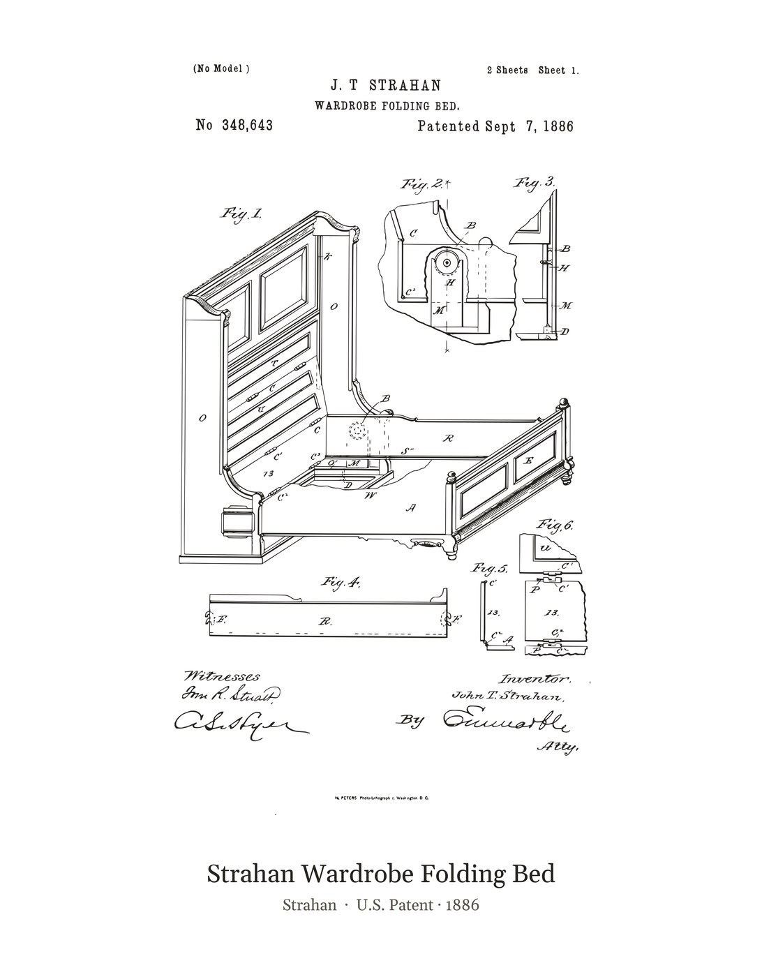 Strahan Wardrobe Folding Bed patent art print