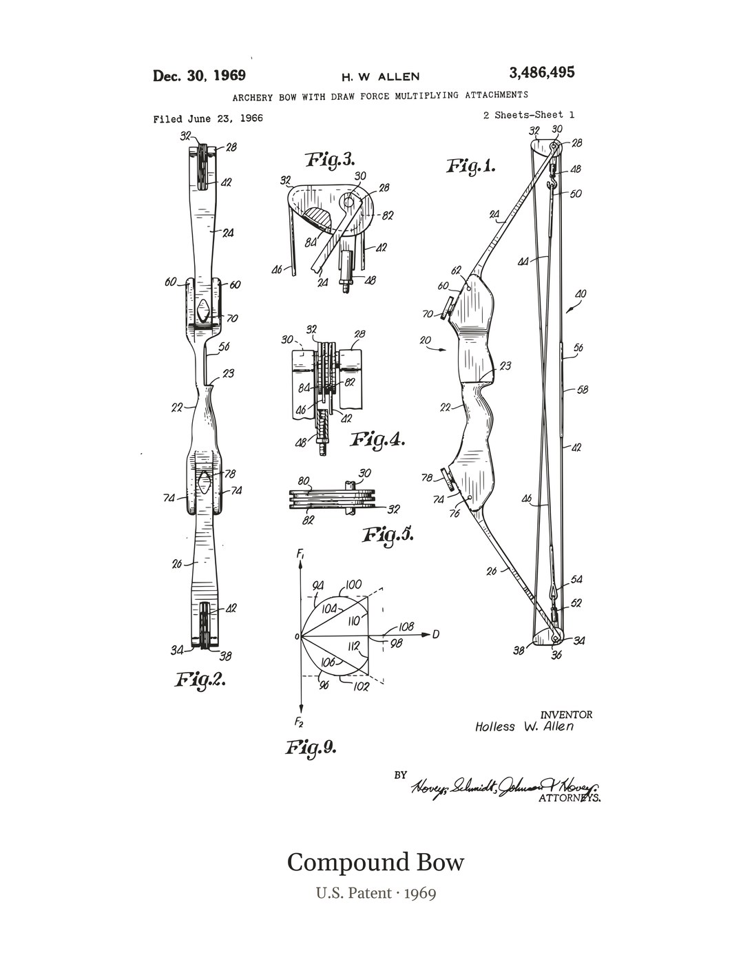 Compound Bow patent art print