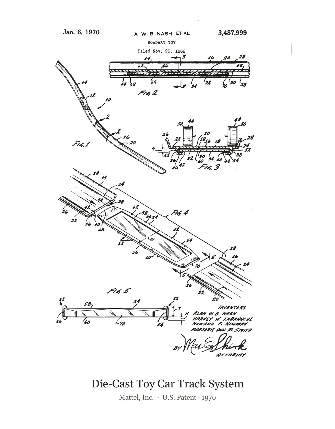 Die-Cast Toy Car Track System patent art print
