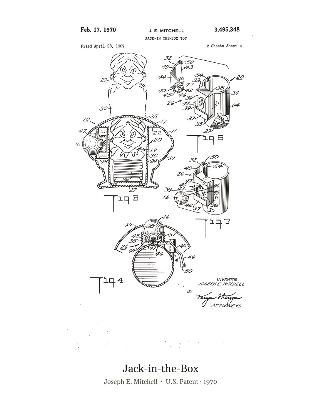 Jack-in-the-Box patent art print
