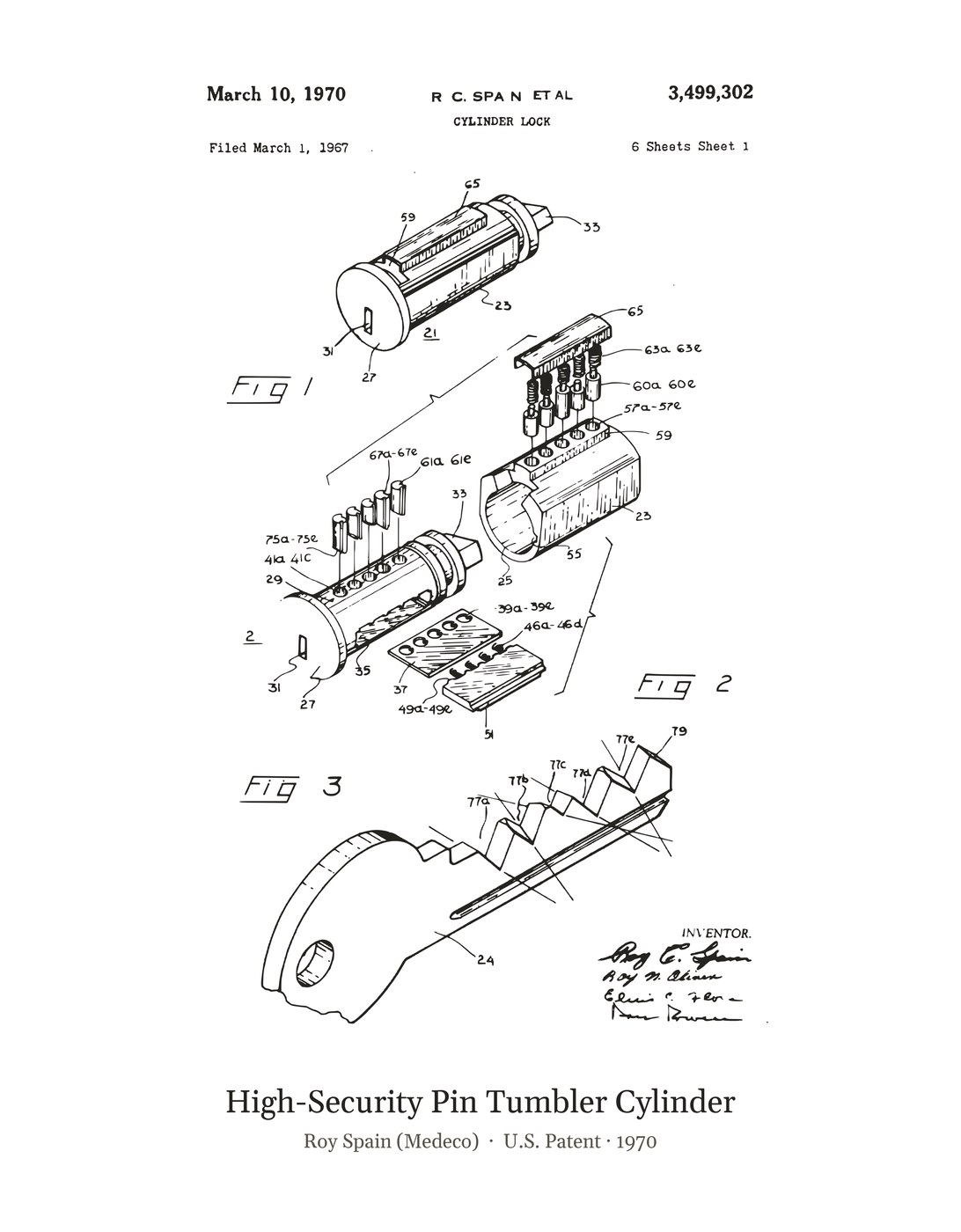 High-Security Pin Tumbler Cylinder patent art print