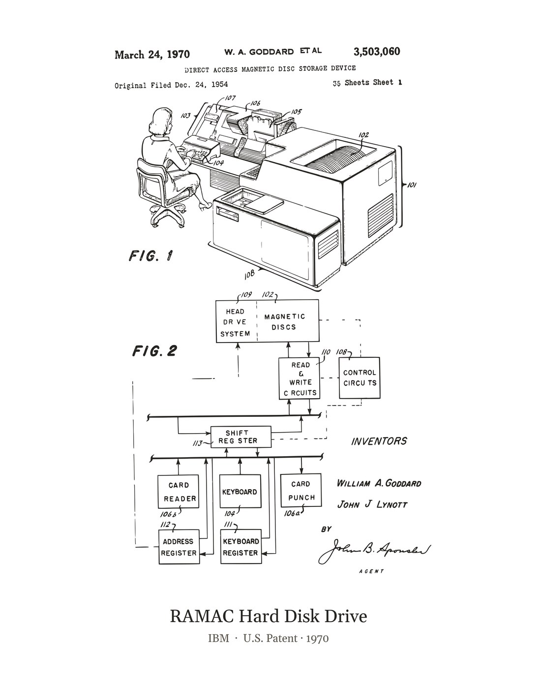 RAMAC Hard Disk Drive patent art print