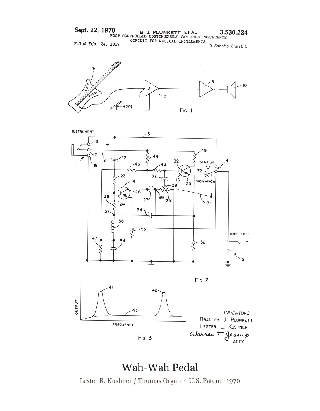 Wah-Wah Pedal patent art print