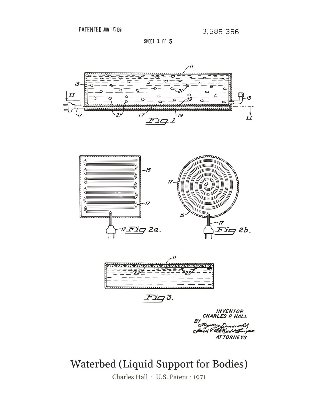 Waterbed (Liquid Support for Bodies) patent art print