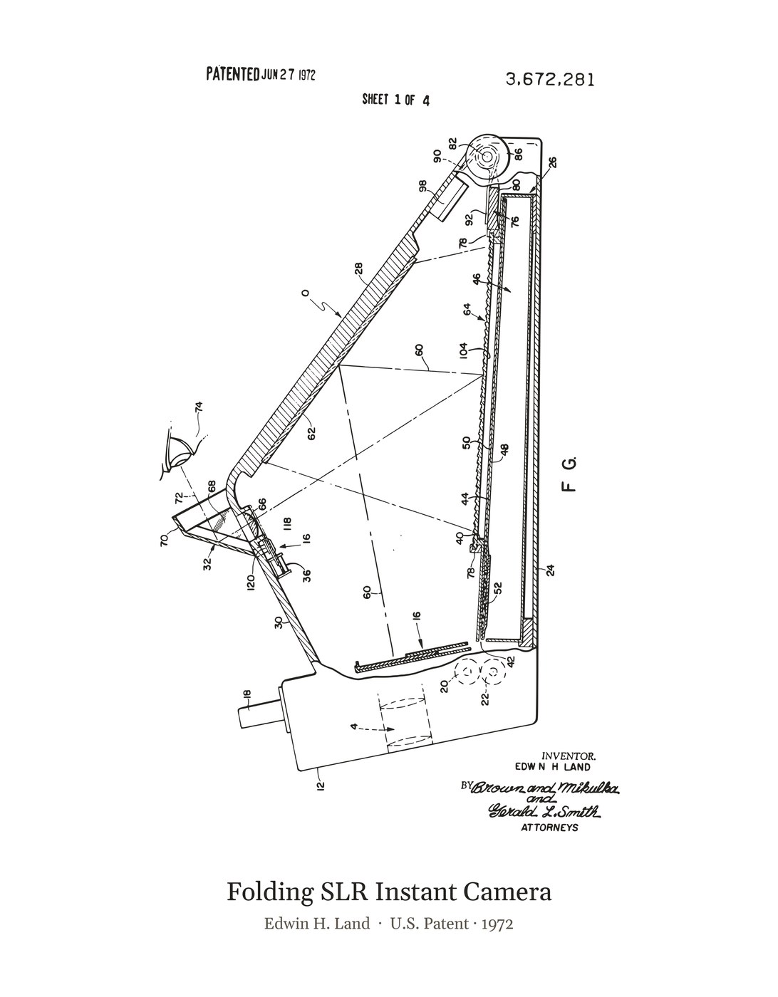 Folding SLR Instant Camera patent art print