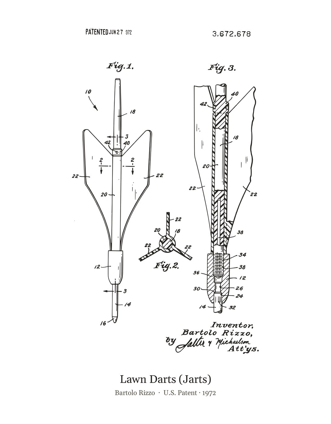 Lawn Darts (Jarts) patent art print