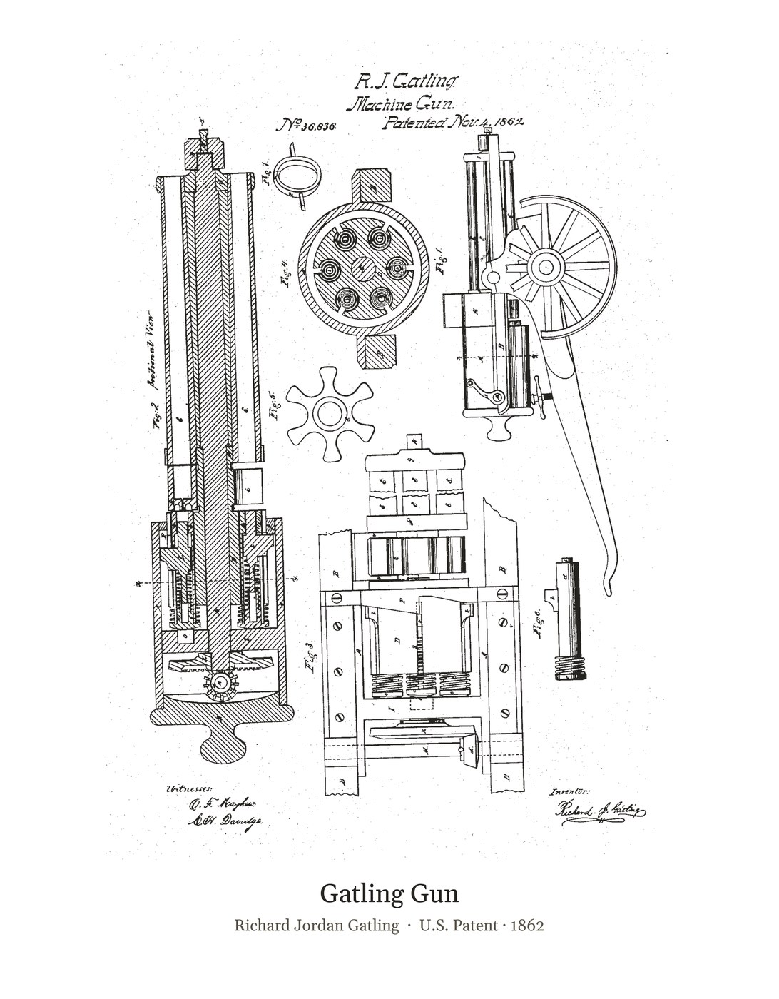 Gatling Gun patent art print