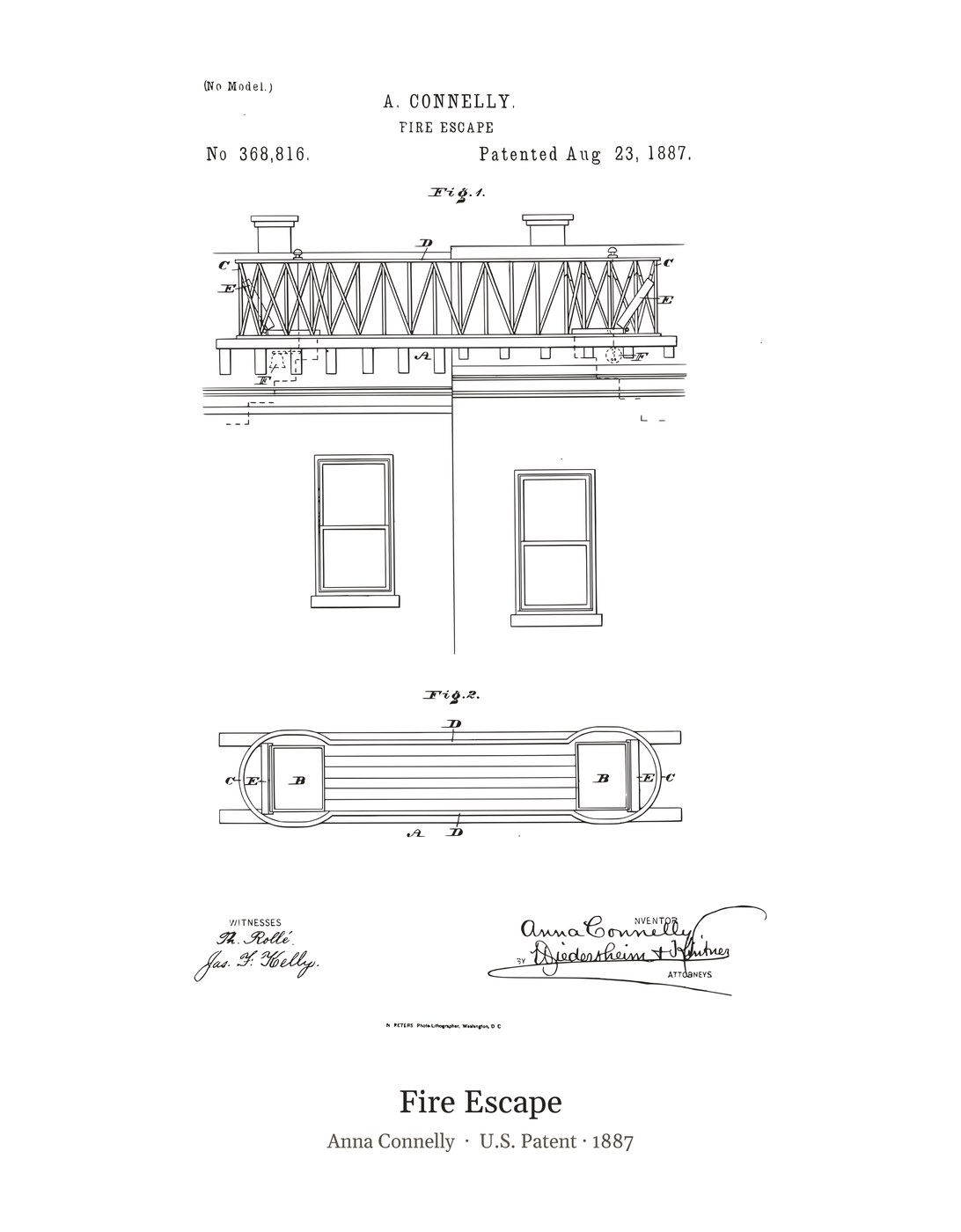 Fire Escape patent art print