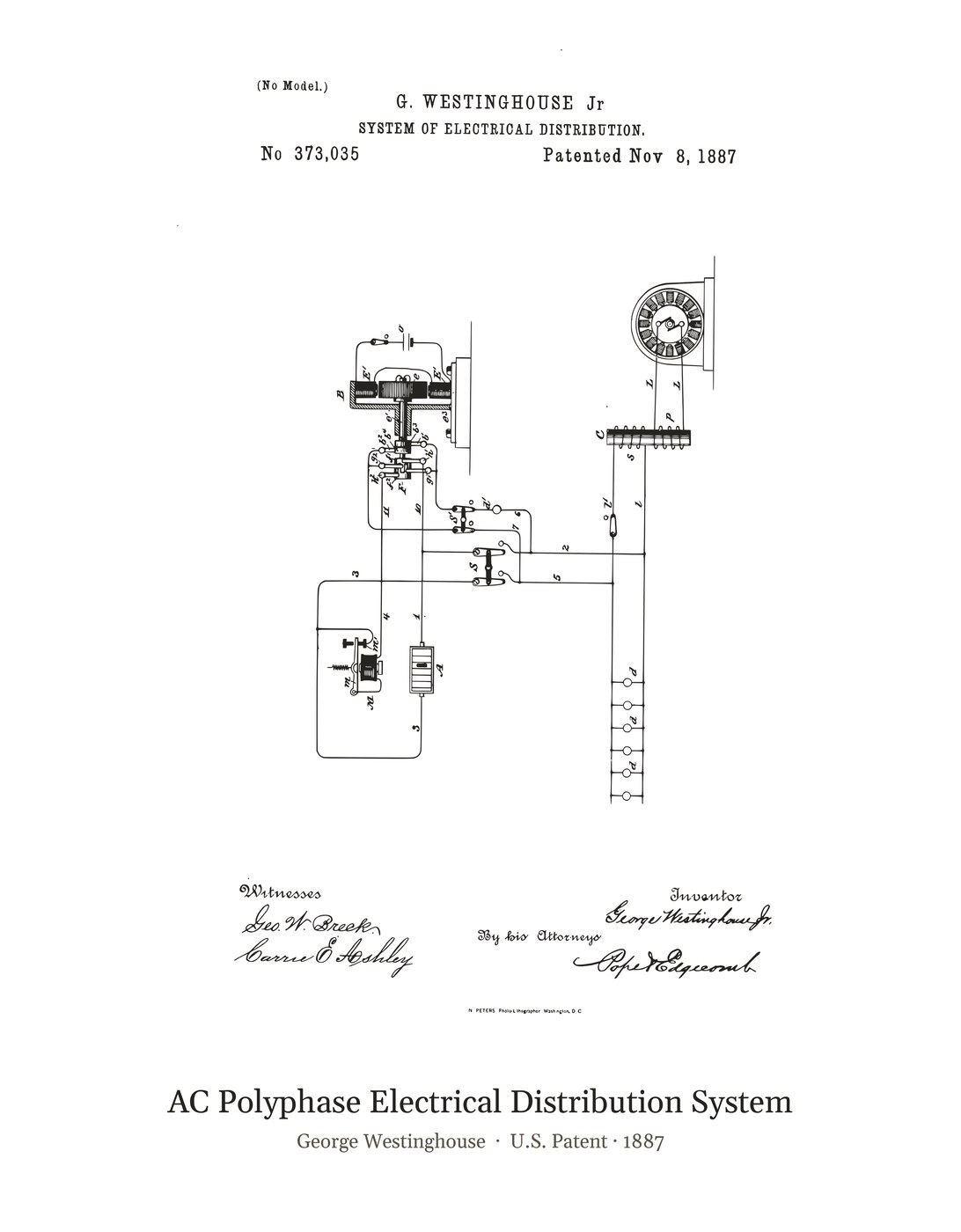 AC Polyphase Electrical Distribution System patent art print