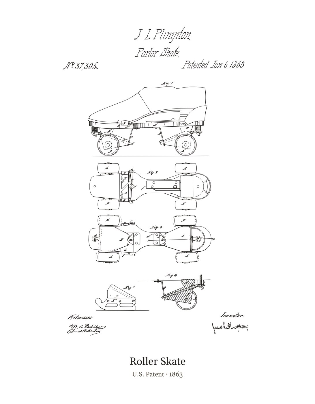 Roller Skate patent art print