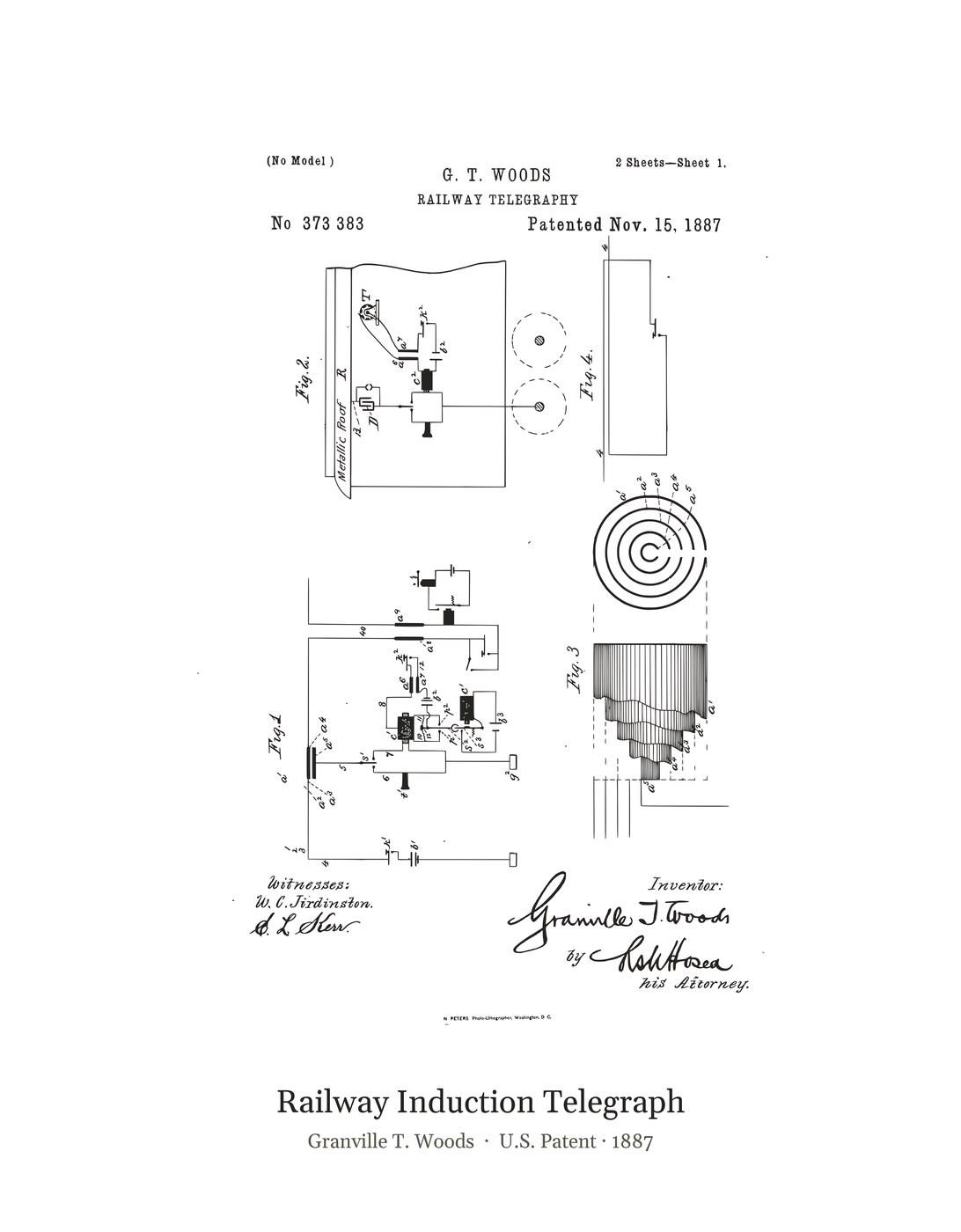 Railway Induction Telegraph patent art print