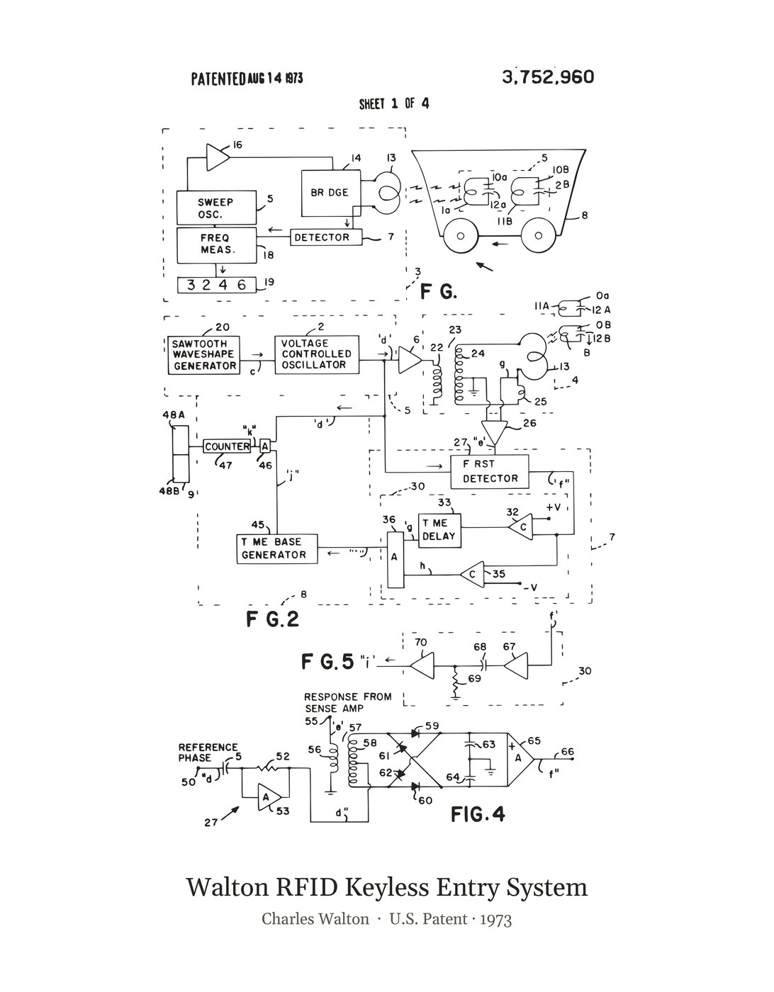 Walton RFID Keyless Entry System patent art print