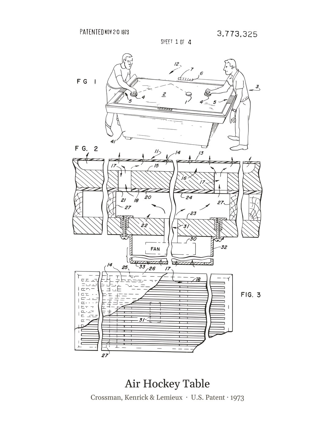 Air Hockey Table patent art print