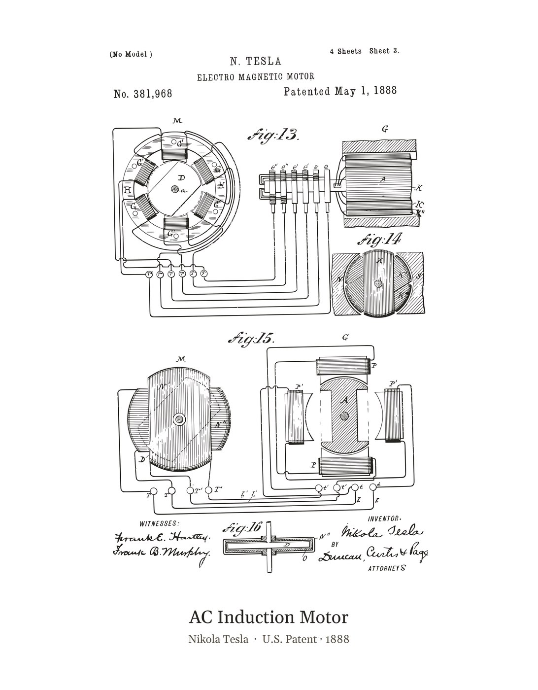 AC Induction Motor patent art print
