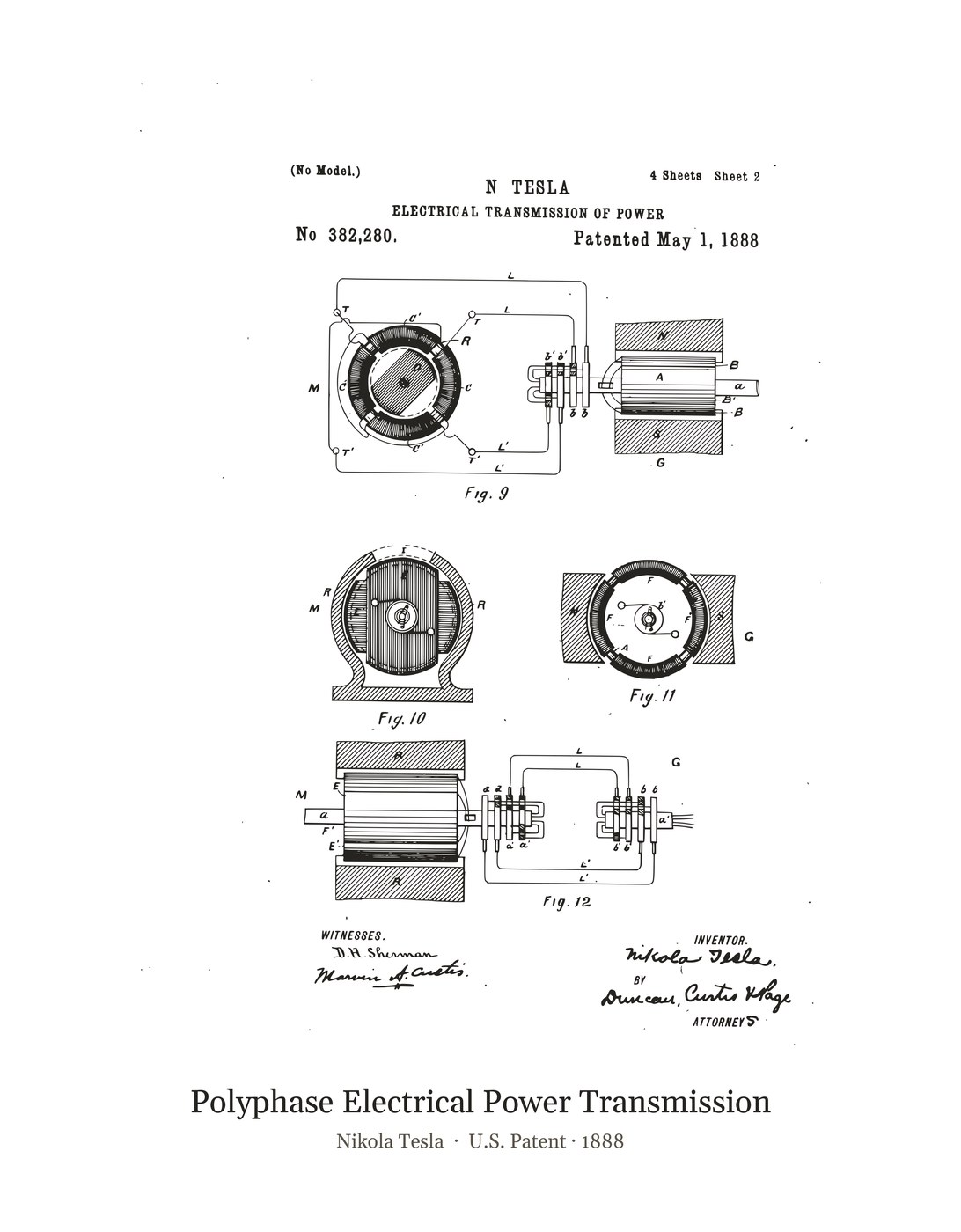 Polyphase Electrical Power Transmission patent art print