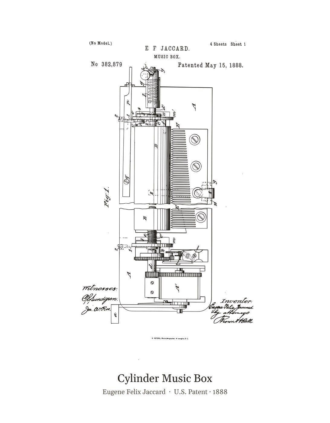 Cylinder Music Box patent art print