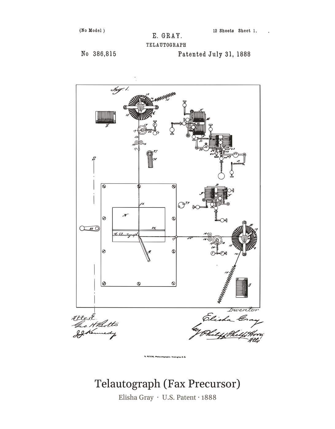 Telautograph (Fax Precursor) patent art print