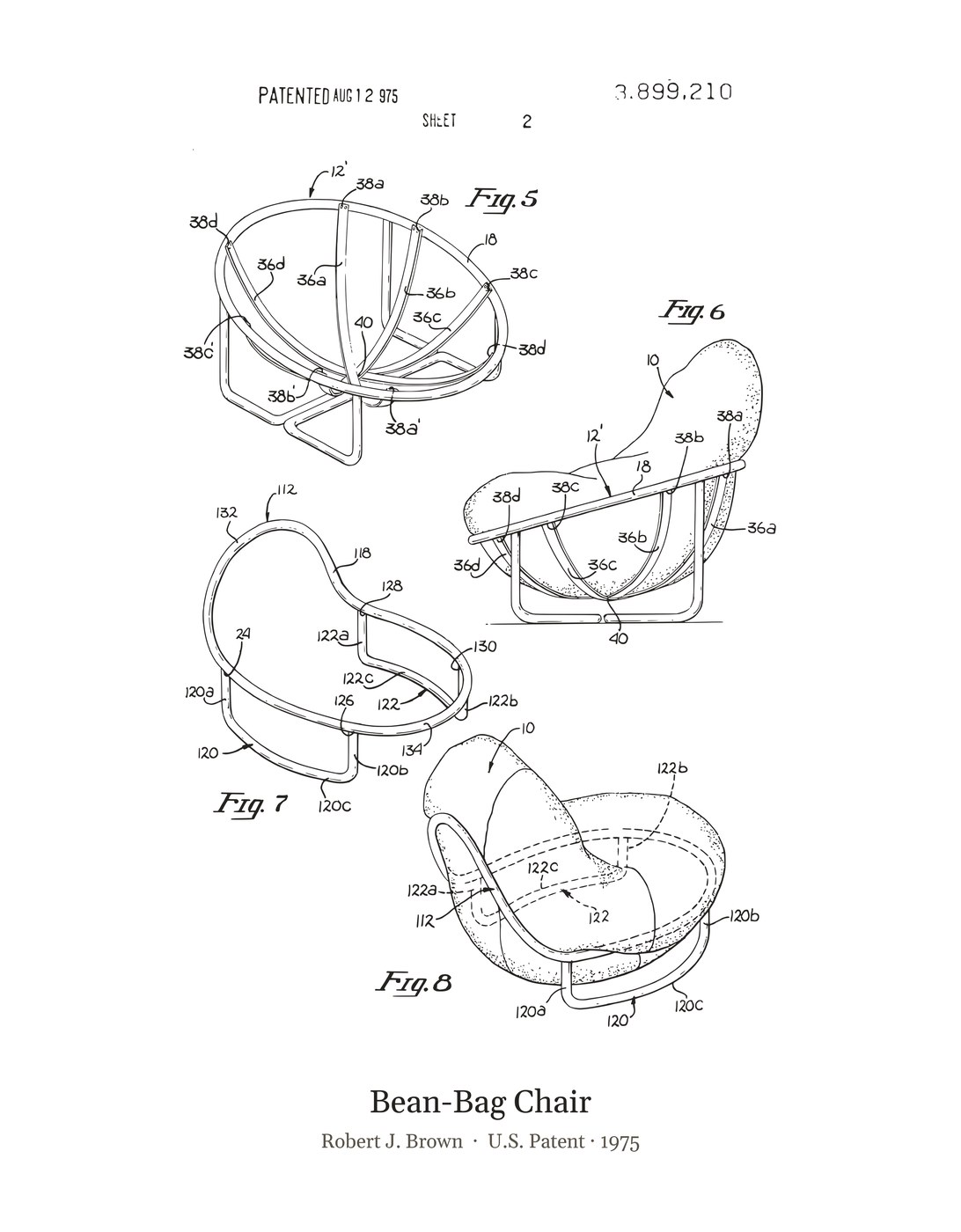 Bean-Bag Chair patent art print