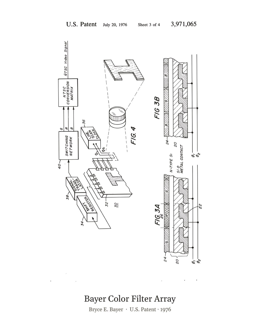Bayer Color Filter Array patent art print